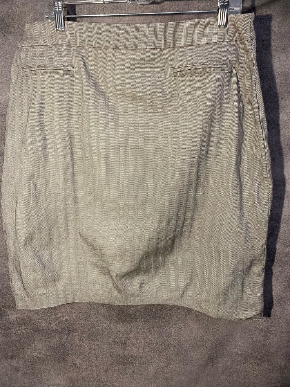 Margaret M 1X Brown Herringbone Stretch Pencil Skirt Back Vent Made in Canada
